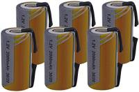 6 X Batteria Pila SC 2000mAh 2.0Ah Ni-Cd 1,2V con lamelle a saldare per pacchi batterie trapani torce allarmi