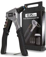 KLRStec® Set Rivettatrice professionali con 125 pezzi - Pinze per rivetti che includono 30 rivetti ciascuno nelle misure 2.4mm / 3.2mm / 4.0mm / 4.8mm e le corrispondenti punte HSS